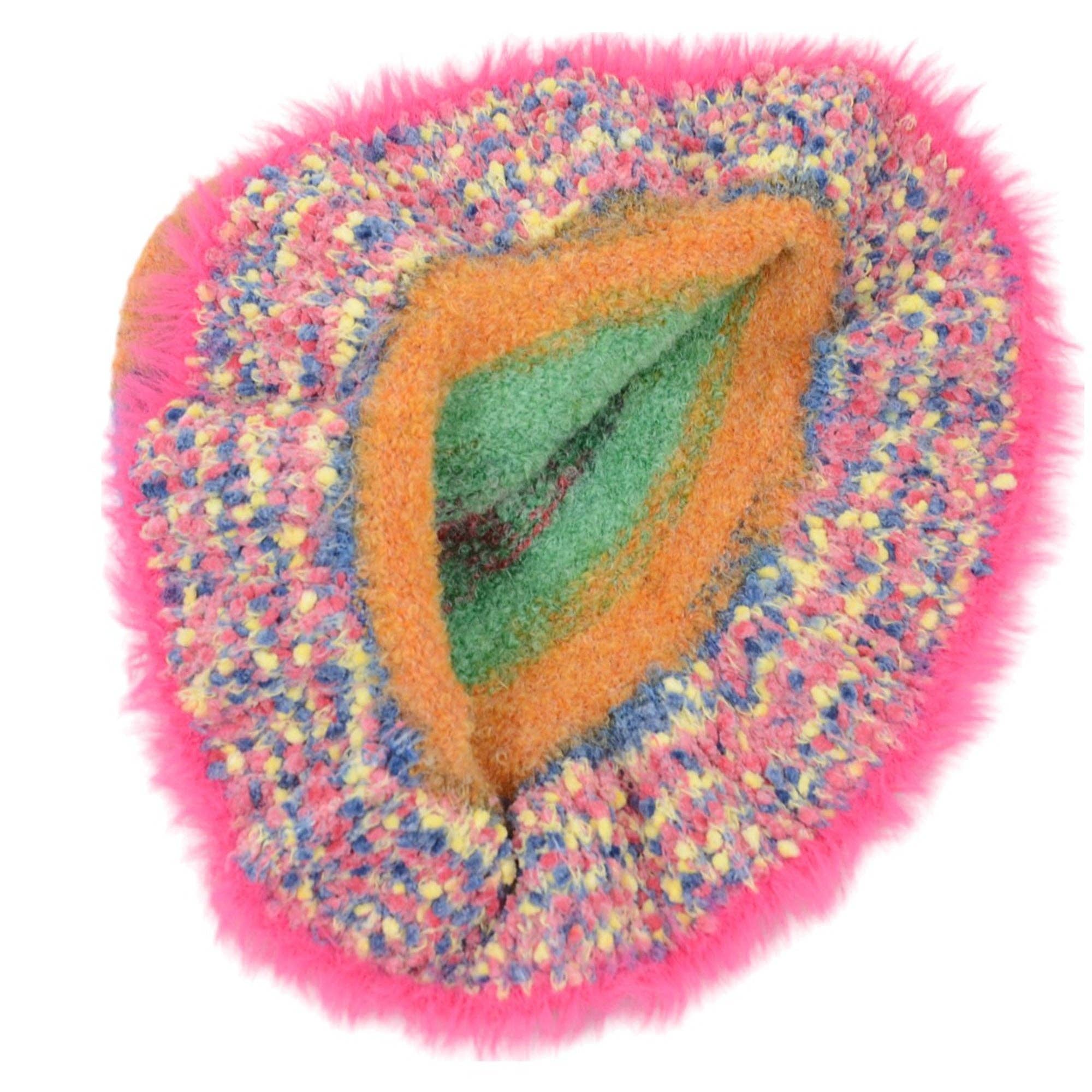 AK Brand – wholesale Bucket hat – Women's – Colorful Striped Knit Bucket Hat Fluffy Winter Fisherman Hat5