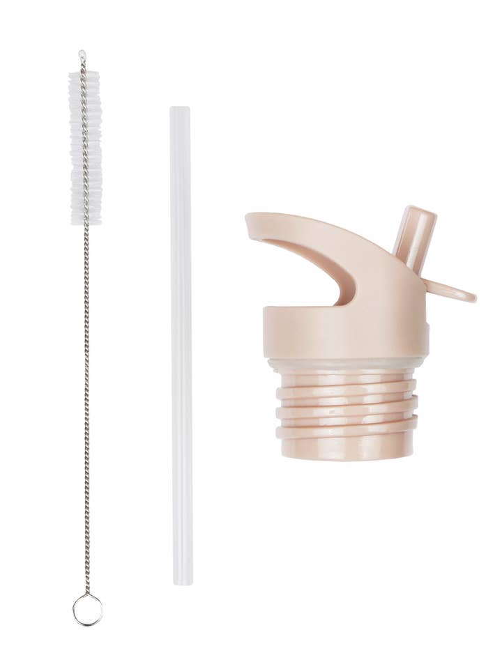 Member, straw & brush, stainless steel bottle: Blossoms -pink for wholesale by A Little Lovely Company