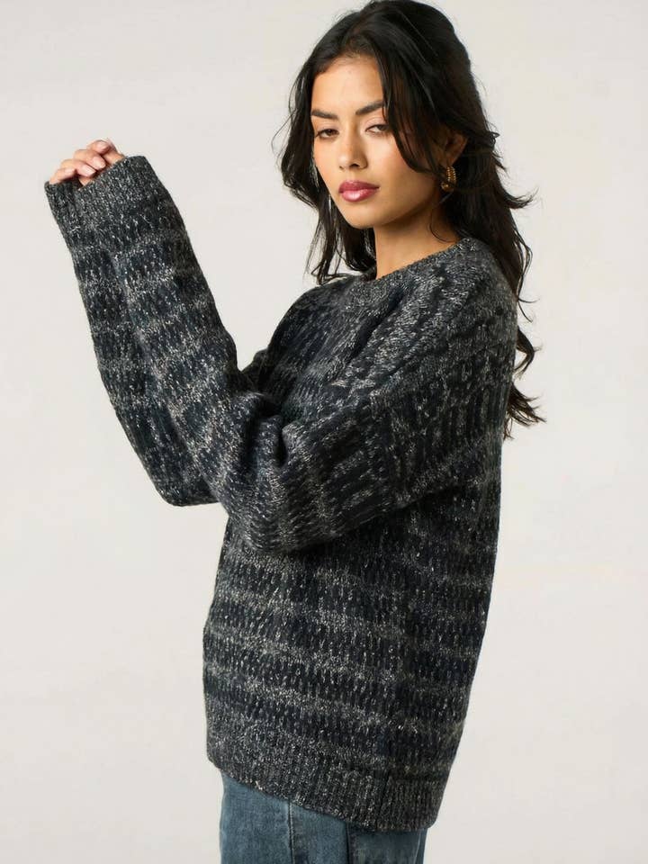 CY FASHION. LONDON - Vendita all'ingrosso Maglione tricot - Donna - Maglione caldo spesso con stampa a righe4