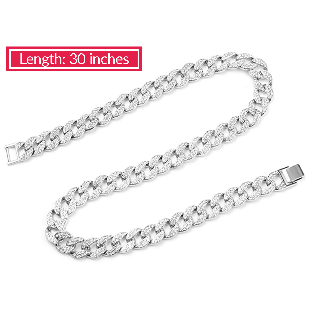 EMESLY - Vente Collier maille et chaîne - Collier Hip Hop en argent massif à maillons cubains Miami de 15 mm11