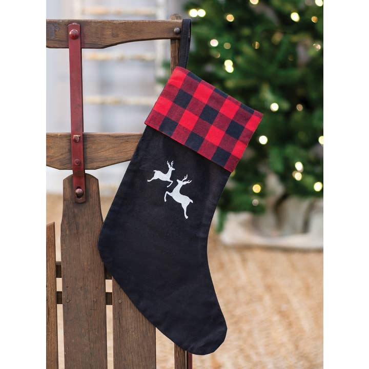 Col House Designs – Meias de época festiva por atacado – Meia de rena Red Buffalo Check1