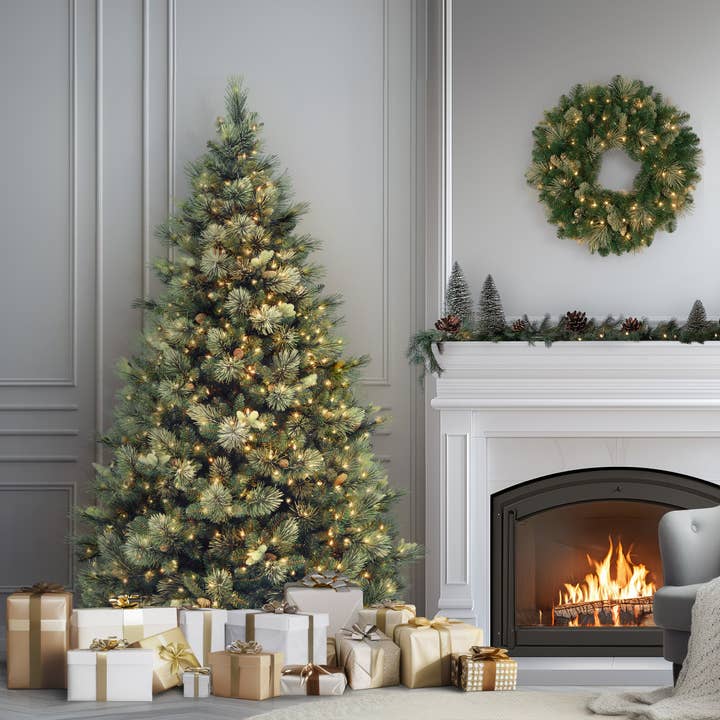 National Tree Company - Wholesale Artificial Christmas Tree - 7.5 ft. Pre-Lit Carolina Pine Tree with 1000 Clear Lights, Plug-In1