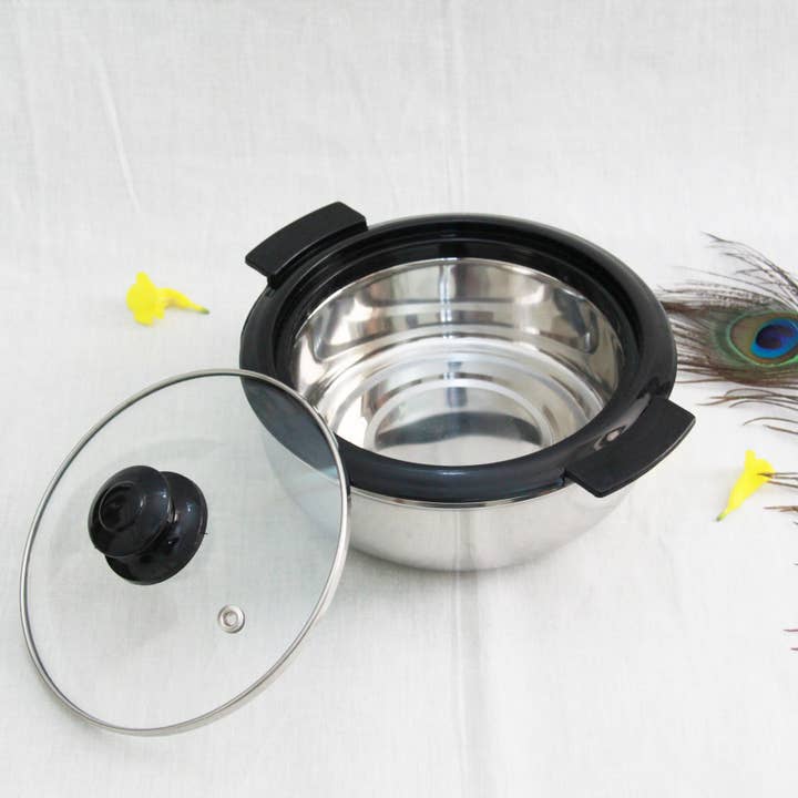 Stainless Steel Insulated Pancy Casserole with Glass Lid| Available in Multiple Sizes | Hot food Container - Keep Your Meals Hot and Fresh for wholesale by SAMA Homes