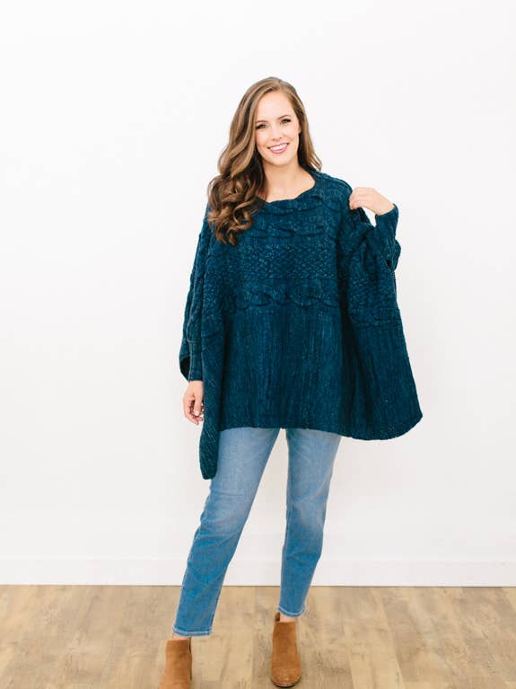 Jacqueline Poncho in Organic Merino Wool for wholesale by Handspun Hope