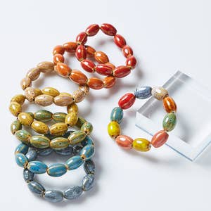 Flower clay beads, Jewelry bracelet making kit, 6 assorted colors box