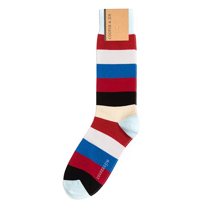 Crew Socks for Men - Brooklyn Bridge Stripes Style for wholesale by Cooper & Jin