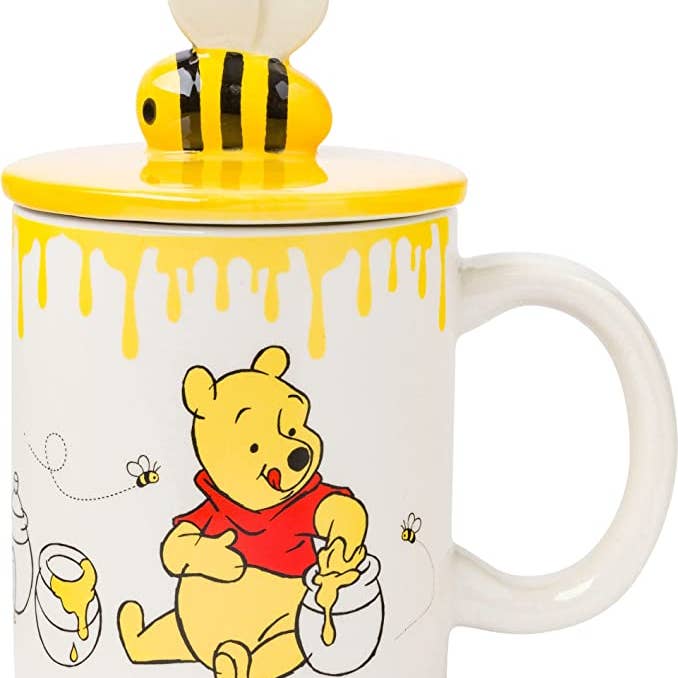 Silver Buffalo - Wholesale Coffee Mug - Winnie the Pooh Hungry Honey 18oz Ceramic Mug w Sculpted Lid