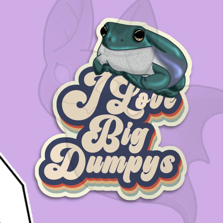 I Love Big Dumpies Frog Vinyl Sticker for wholesale by EtherealBat Studios