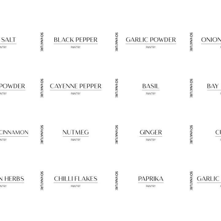 So At Nature - Wholesale Jar - Spice Jar Labels - Customisable Set of 12, 24 or 50 - So At Nature6