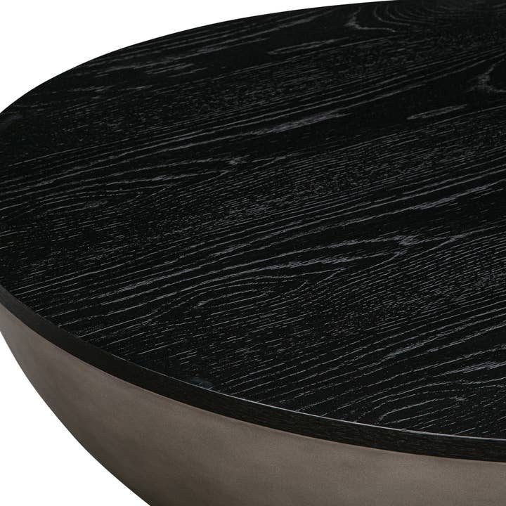 HomeRoots - Wholesale Coffee Table - 48" Black And Gray Solid Wood And Concrete Round Coffee Table3
