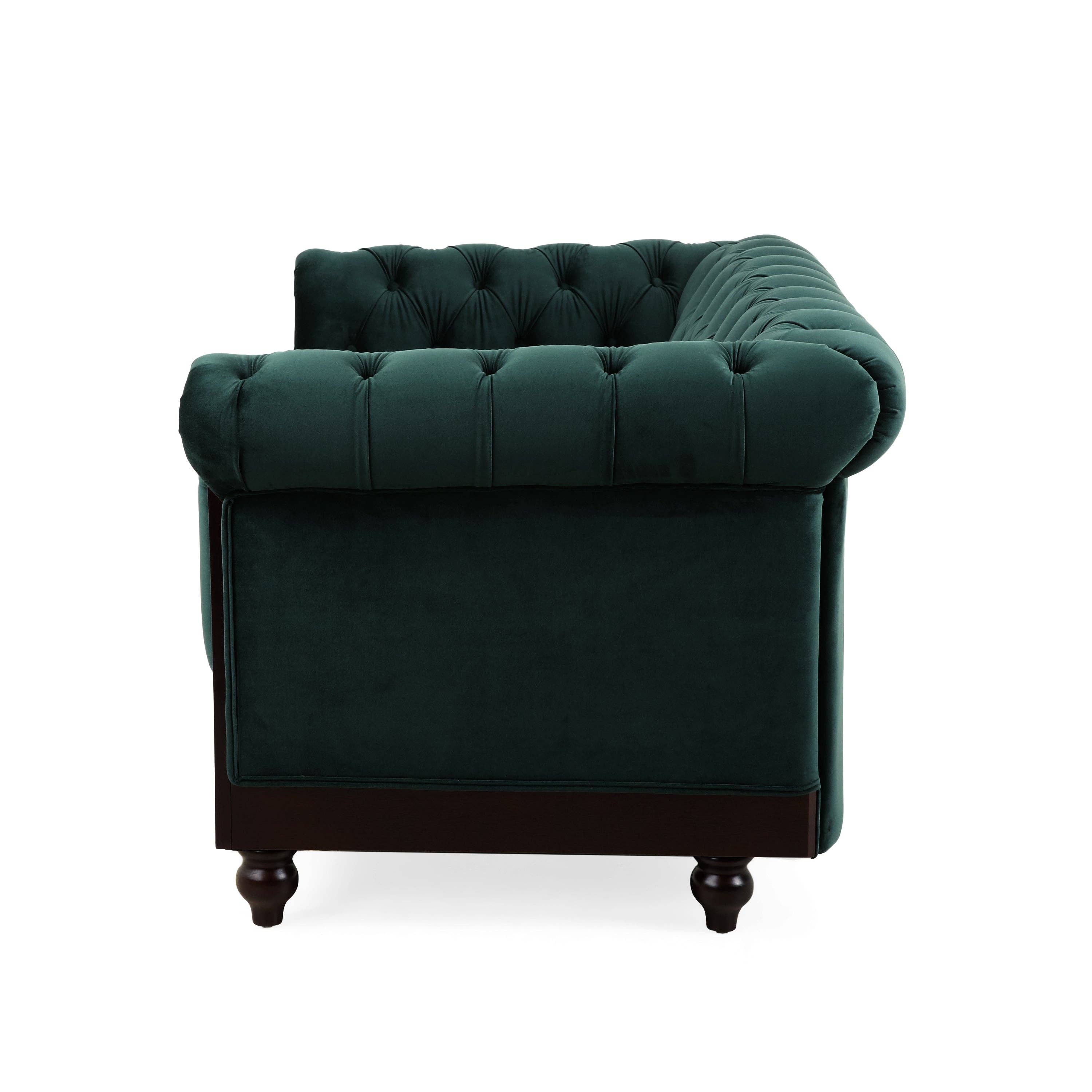 39F Inc. - Vente Canapés - Canapé Chesterfield en velours vert foncé pour 2 places9