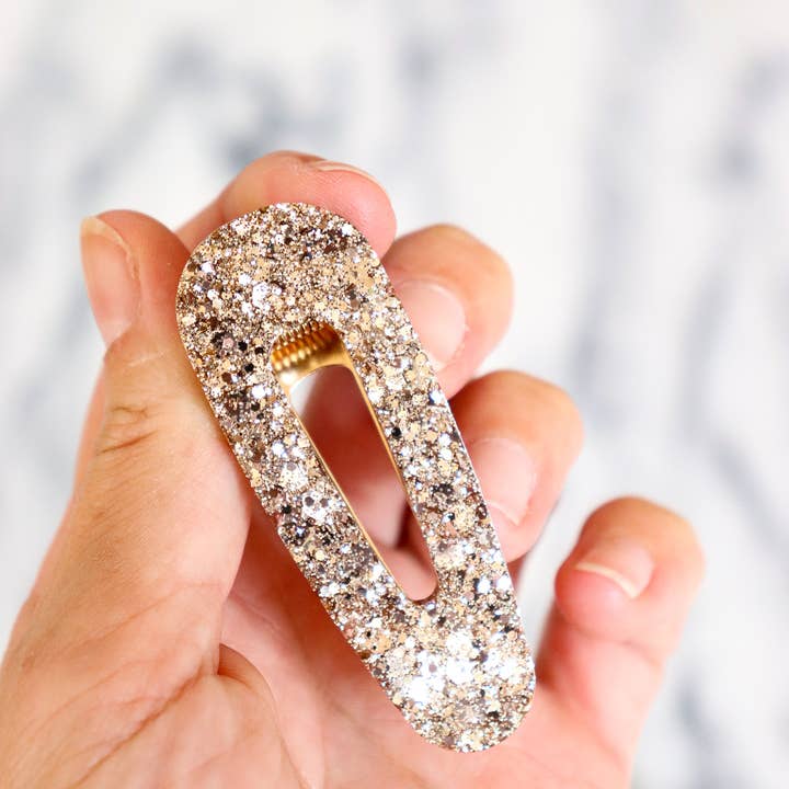 CG Home - Wholesale Barrette - Women's - Champagne glitter triangle hair clip2