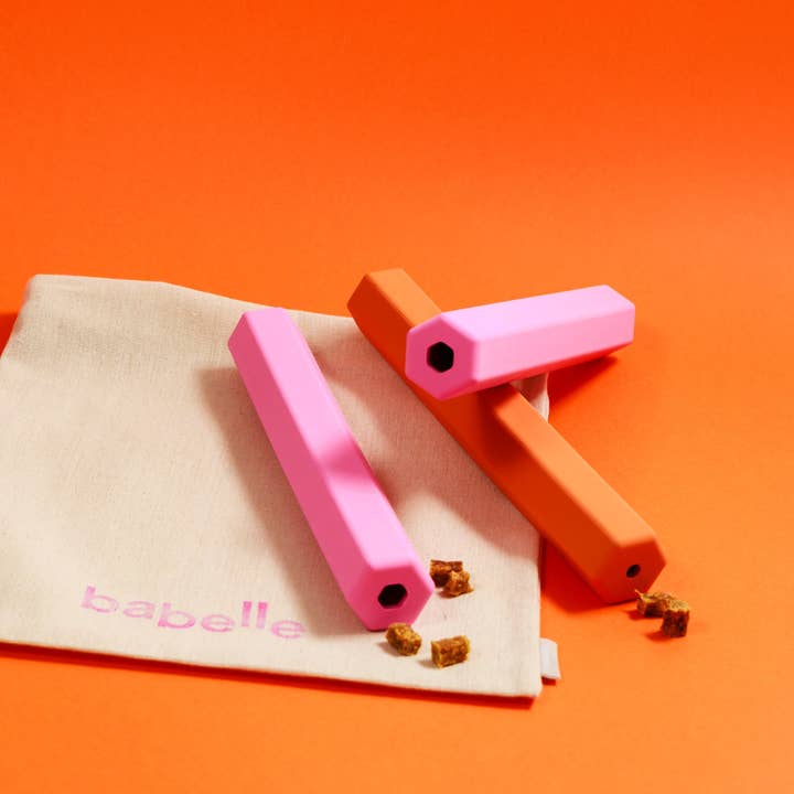 Babelle For Dogs - Wholesale Pet Toy - Dog - The Treat Tube - Pet Enrichment toy - pink
