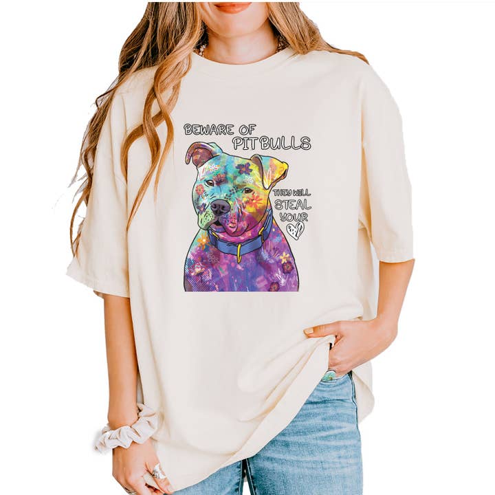 Expression Tees - Wholesale Screen Printed T-Shirt - Unisex - Beware Of Pit Bulls, They Will Steal Your Heart Vintage Soft Unisex T-shirt3