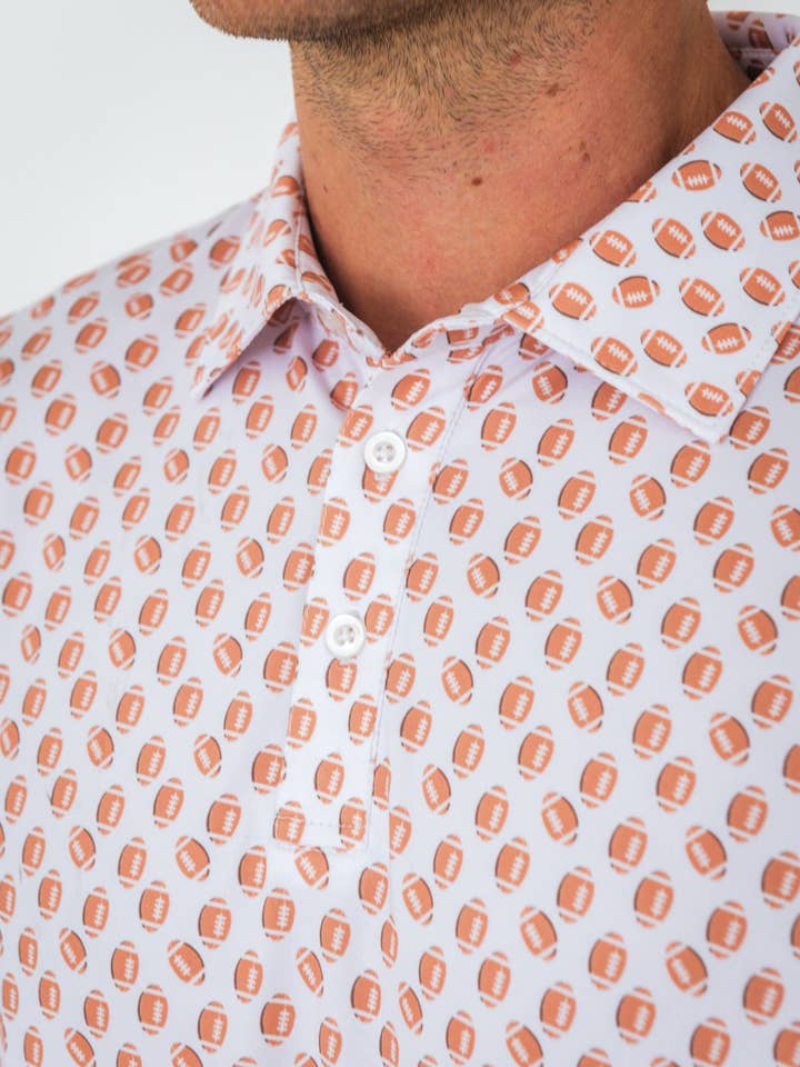 White Men's Football Frenzy Knit Short Sleeve Performance Polo
for wholesale on Faire4