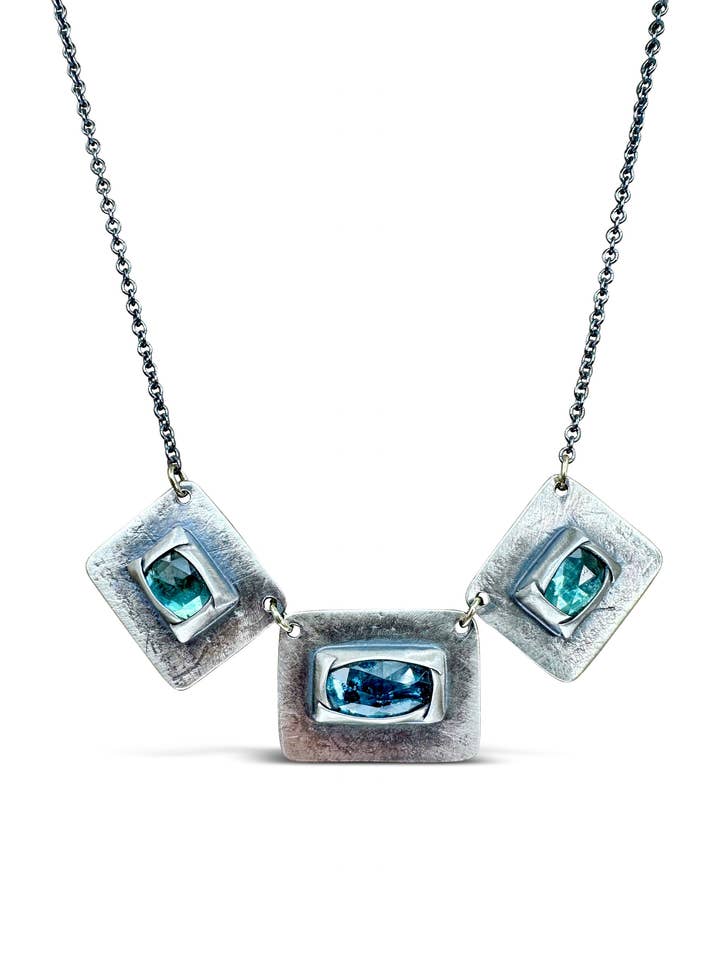 3 Link Necklace in Blues for wholesale by Austin Titus Studio