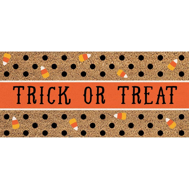Trick or Treat Halloween Flocked Coir Sassafras Switch Mat for wholesale by Evergreen Enterprises