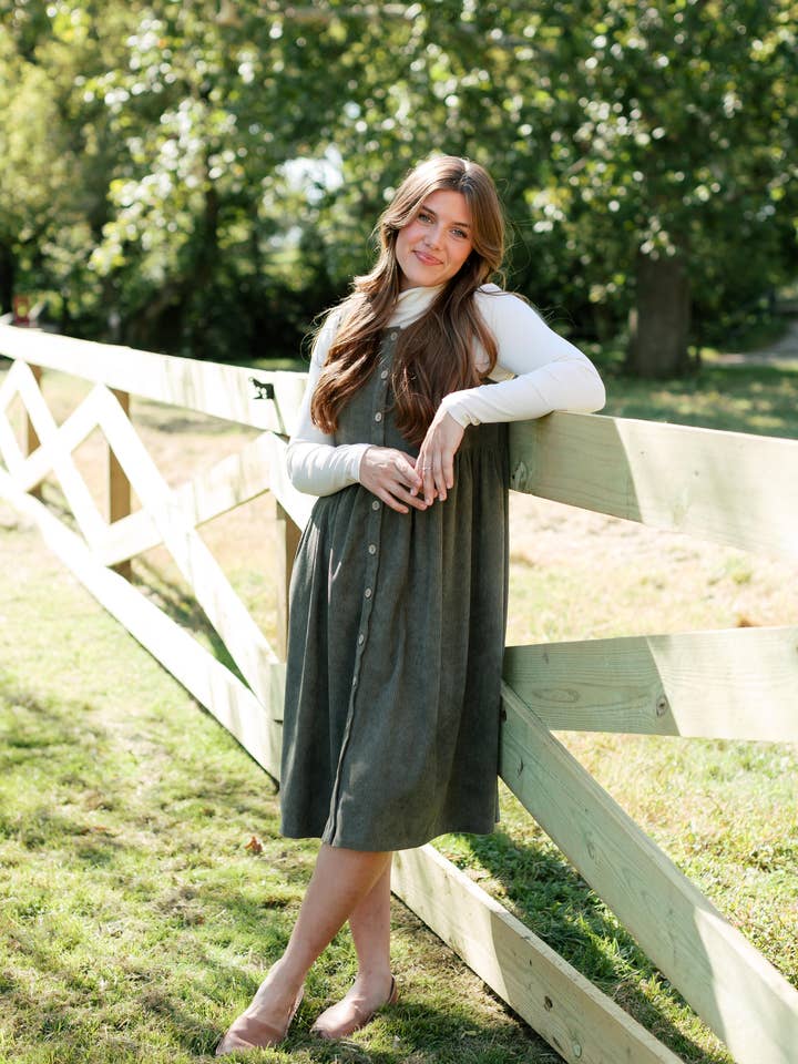 'Edie' Corduroy Pinafore Dress for wholesale by The Main Street Exchange