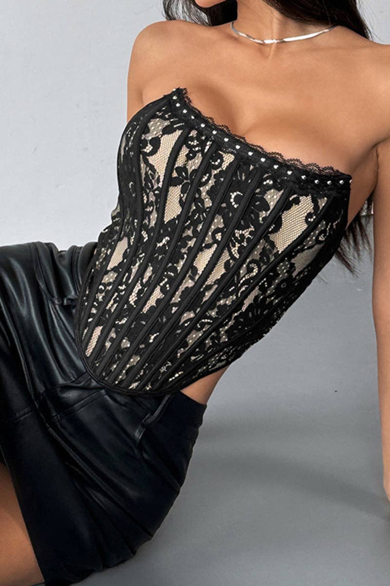 Mccolin - Wholesale Corset - Women's - Strapless Lace Corset Tank Top4