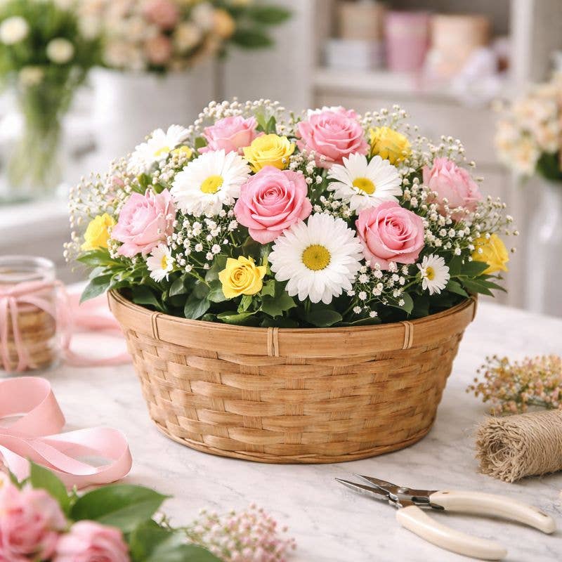 SWS BASKETS AND HOME DECOR - Vendita all'ingrosso Vasi per piante - Cestino rotondo in bambù con rivestimento, 10,5”7