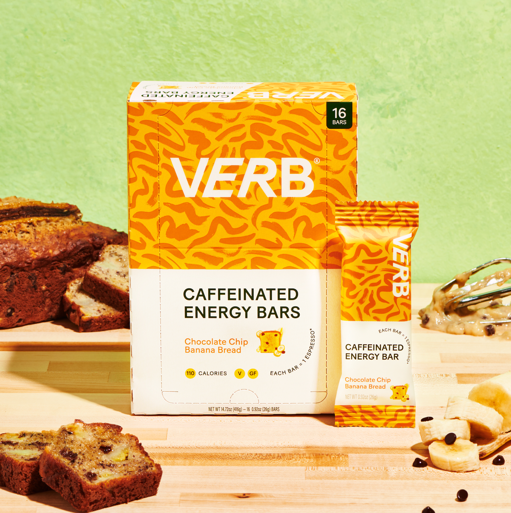 Verb Energy - Cookies & Cream Caffeinated Snack Bars -  90-Calorie Low Sugar Energy Bar - Nutrition Bars - Vegan Snacks - Gluten  Free with Organic Green Tea, 26g (Pack of 16) : Health & Household