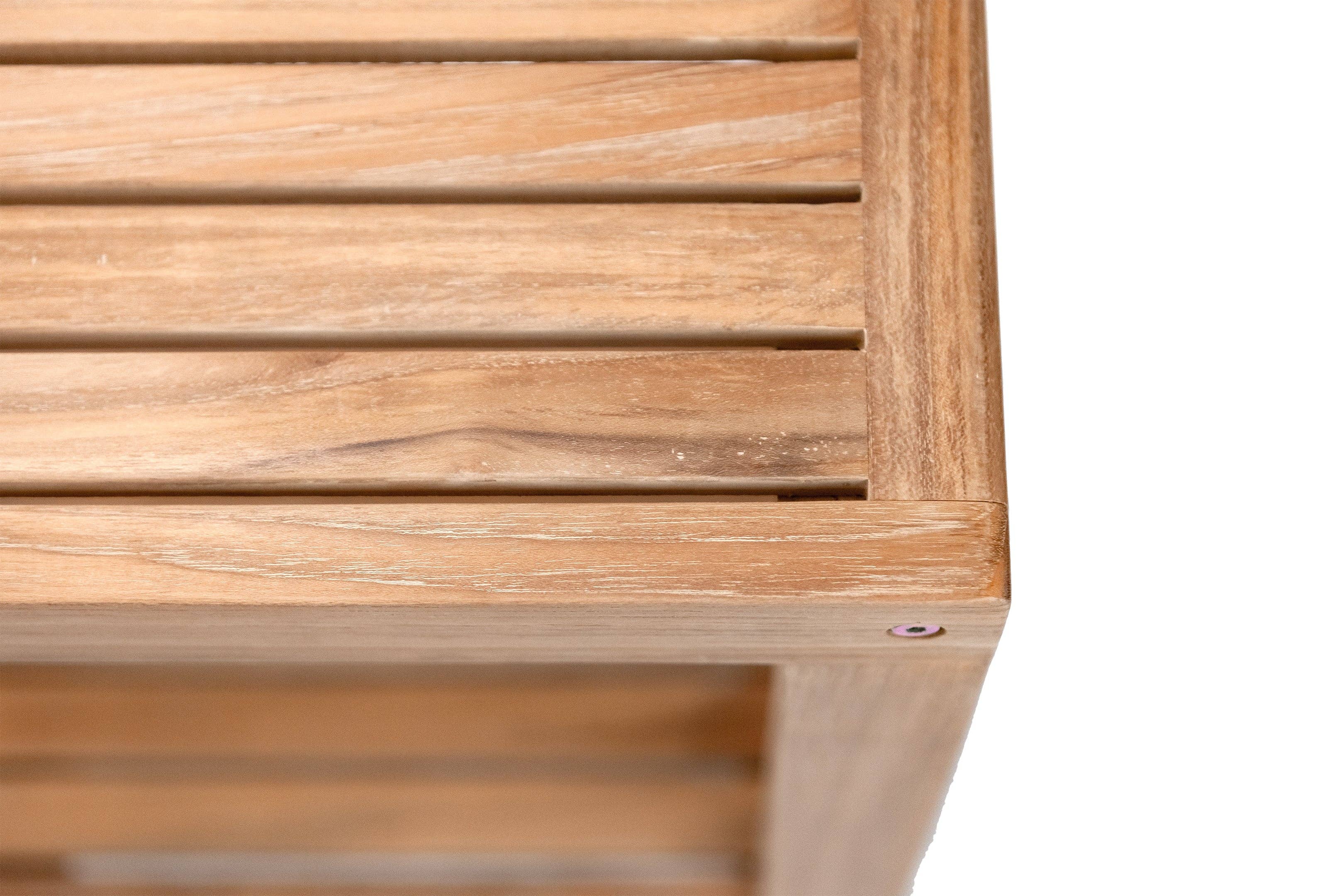 Nordic Teak - Wholesale Bankje - Scandinavische stijl natuurlijk teakhouten spa-bank met plank - 35"6