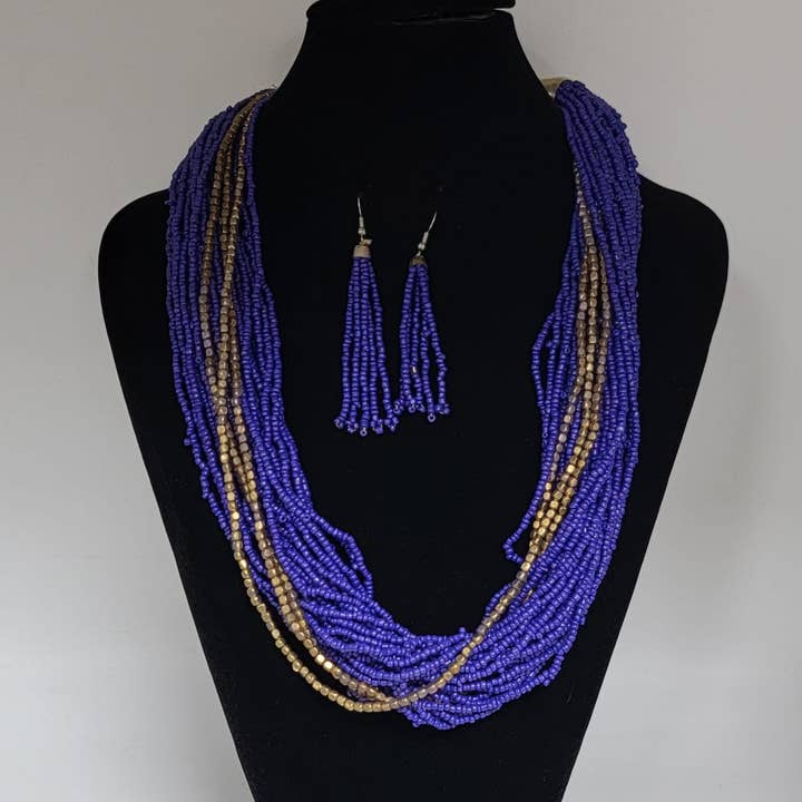 Collar multicapa de cuentas de semillas con cuentas doradas de estilo bohemio para venta al por mayor de Treasure Jewelry