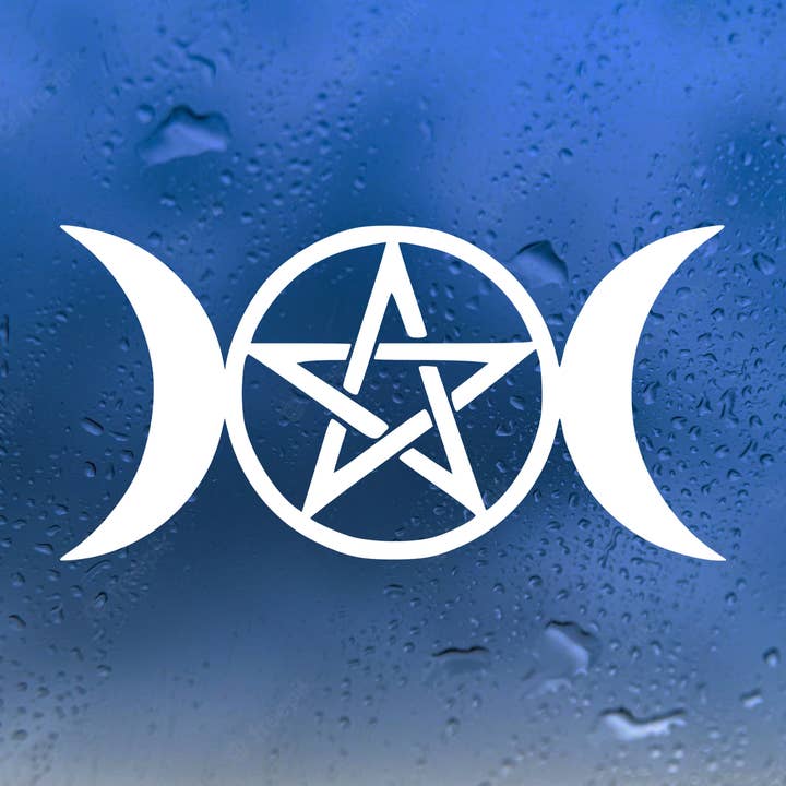 White Triple Moon Magic Wiccan Vinyl Decal Die Cut Sticker for wholesale by Minglewood Trading