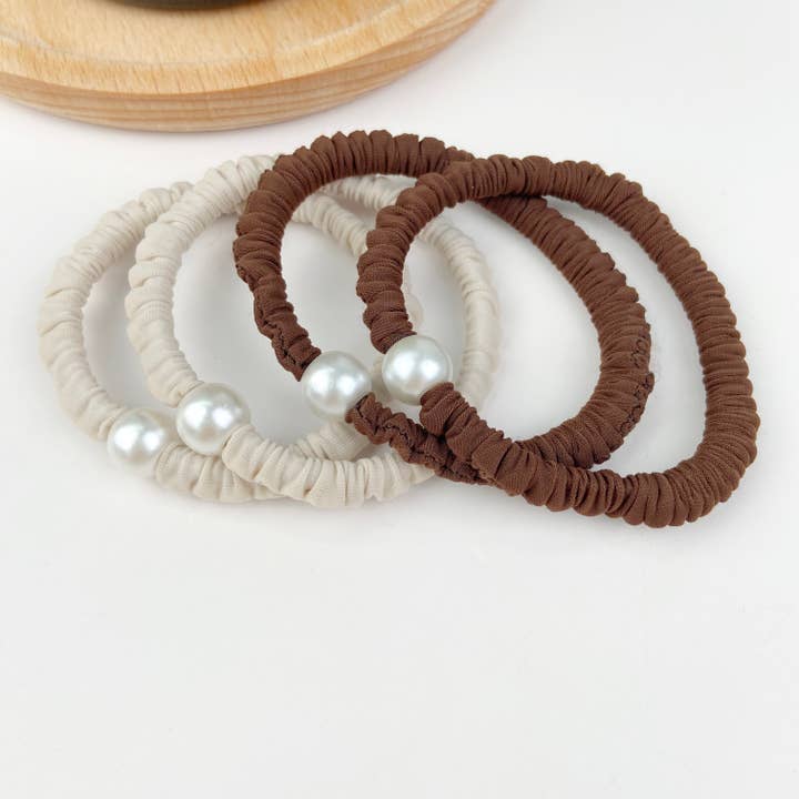 SoapElenGlen - Vendita all'ingrosso Elastico per capelli - Elastico per capelli in gomma tinta unita con perle delicate, 2 pezzi5