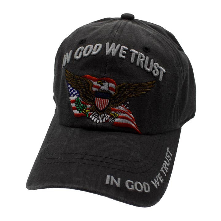 In God We Trust Eagle Stone Washed Cap for wholesale by Windcatcher Inc