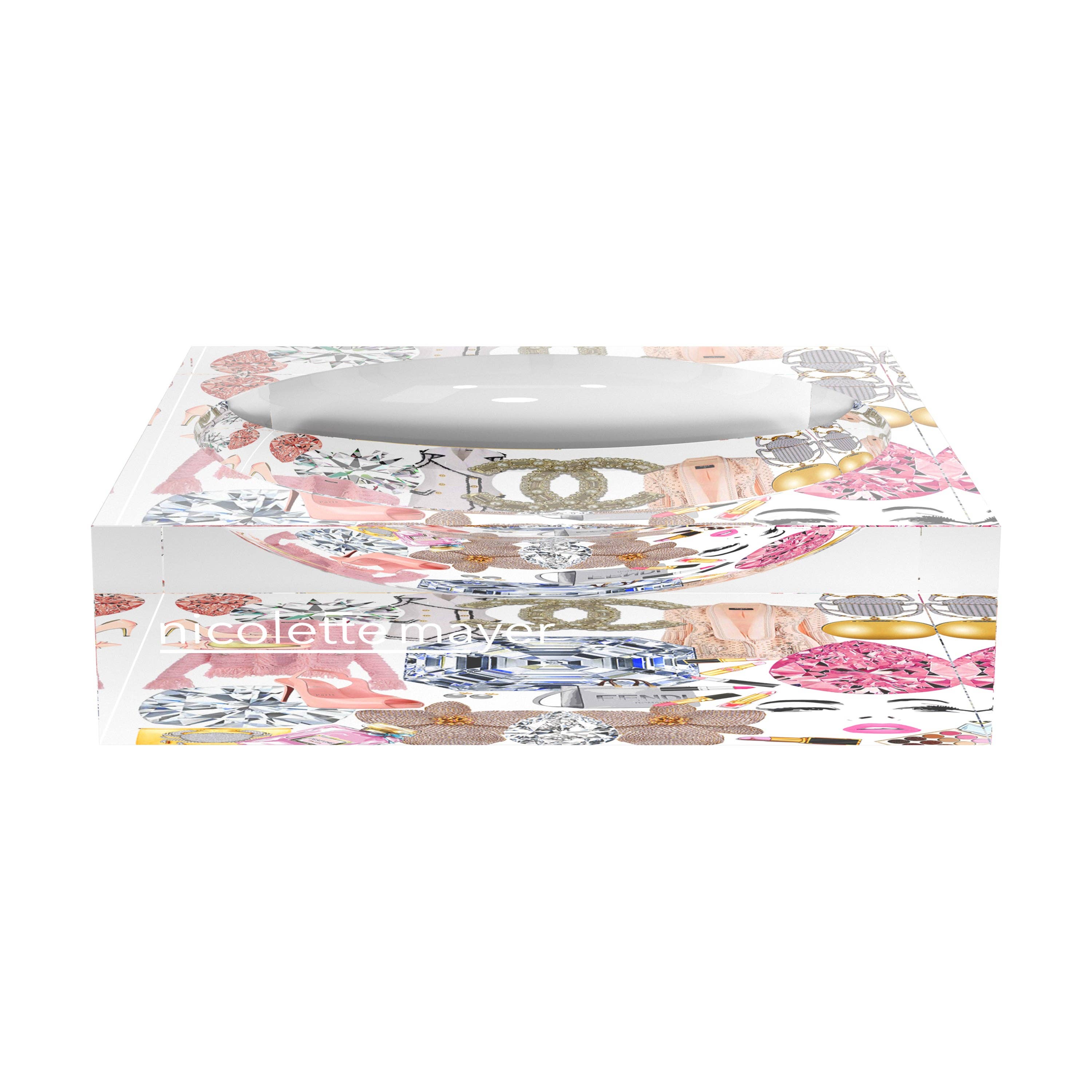 Nicolette Mayer Collection - Vendita all'ingrosso Ciotole/Piatti decorativi - Piatto Portaoggetti Bougie Women Nuevo Rosa Bianco in Acrilico2