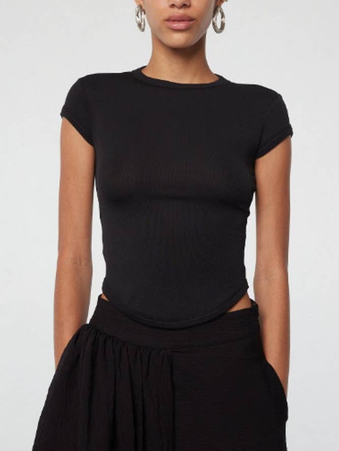 CWTBLS2208_BASIC CREW NECK SHORT SLEEVE SOLID T-SHIRT for wholesale by NINEXIS