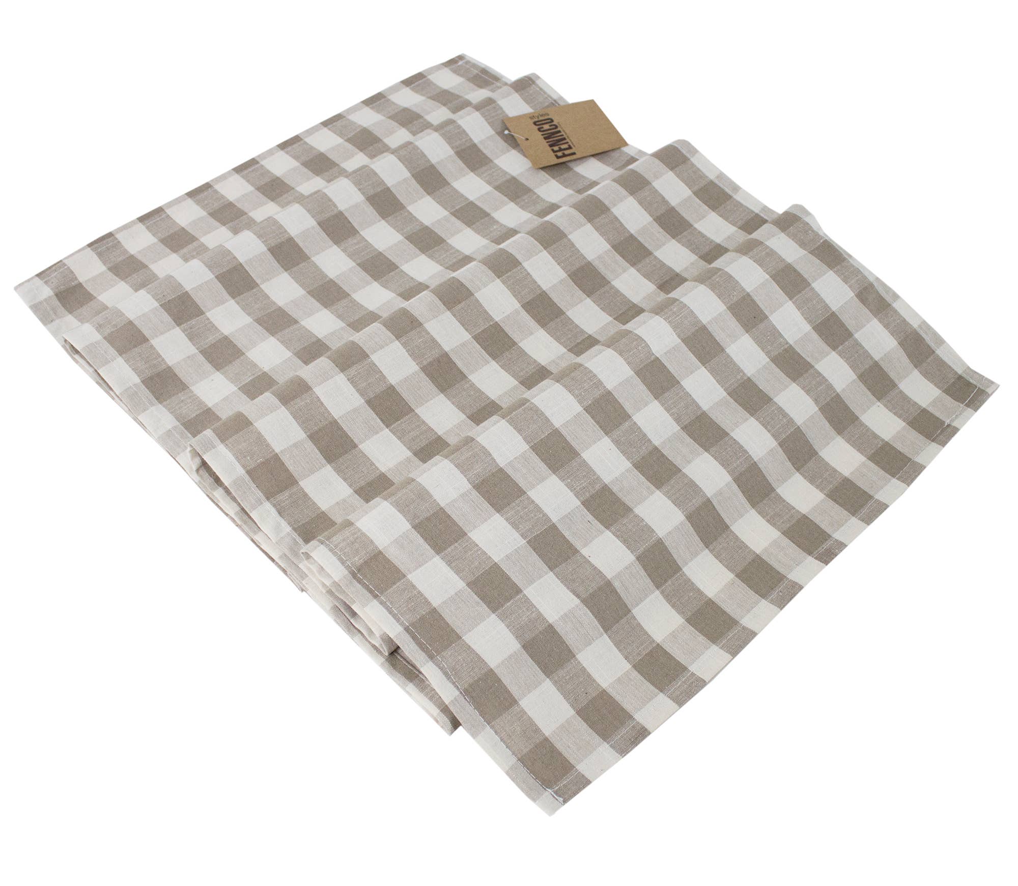Fennco Styles - Wholesale Table Runner - Classic Gingham Khaki & White Table Runner2