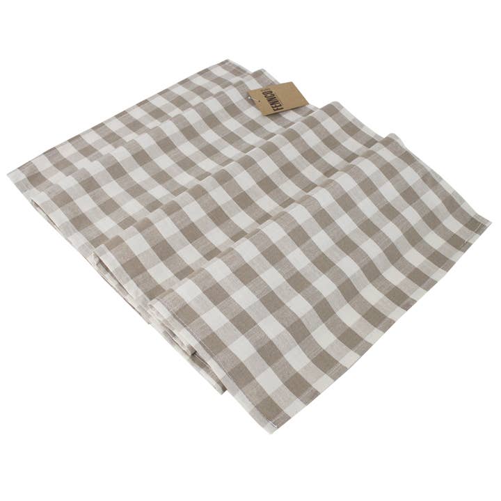 Fennco Styles - Wholesale Table Runner - Classic Gingham Khaki & White Table Runner2