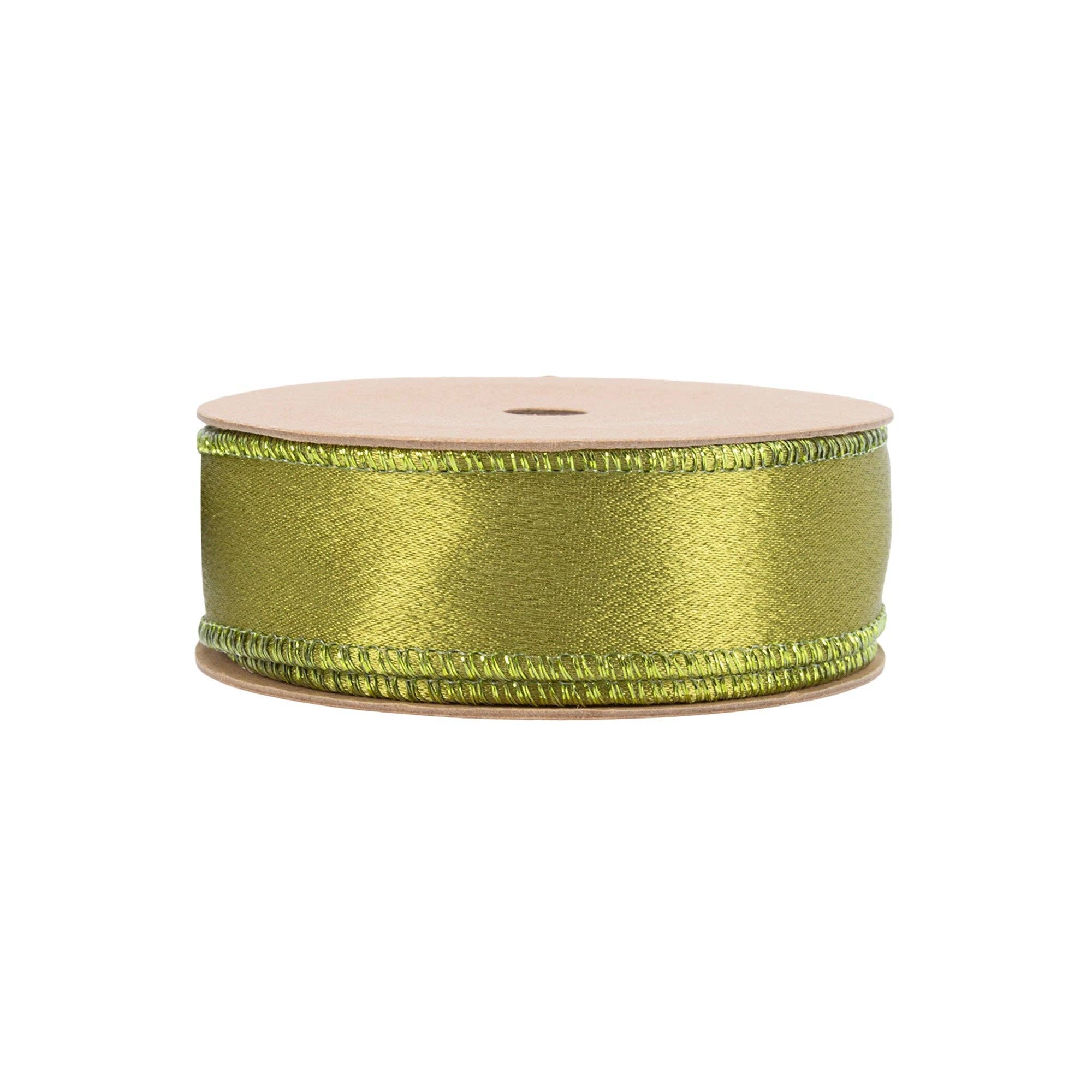 LA Ribbons Wholesale – wholesale Ribbon – Gift wrapping – 1" Wired Shimmer Satin Ribbon | Moss with Moss Backing | 10 Yard Roll5