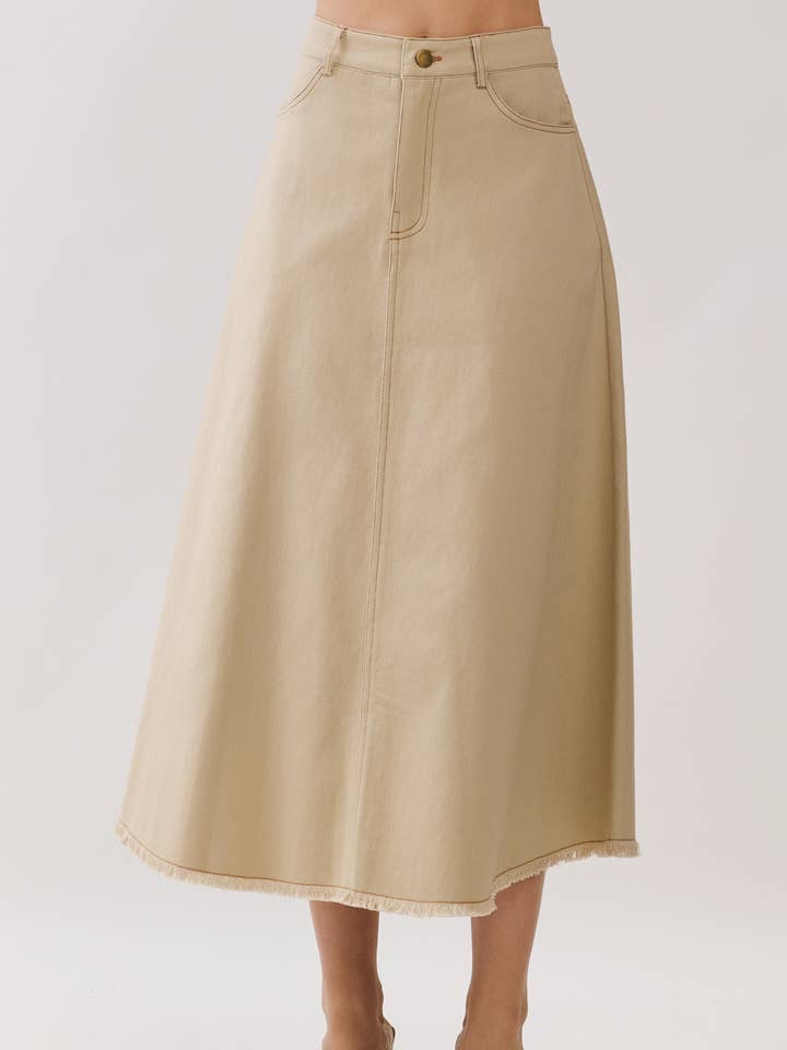 TWILL FLYDENDE MIDI-NEDERDEL -VJS80623 for engroshandel hos Calista