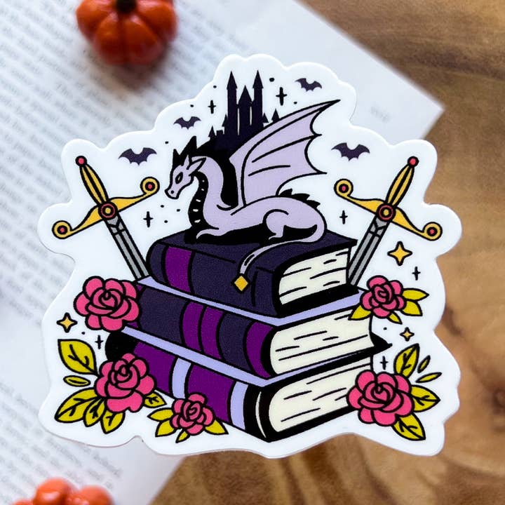 Fantasy Book Dragon Sticker for wholesale by Cozy Reads Shop