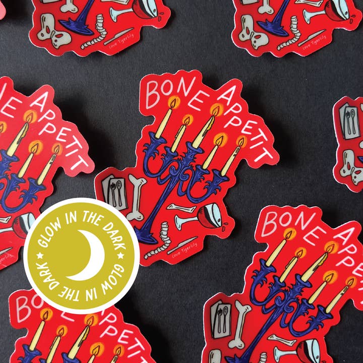 Bone Appetit Glow Stickers | Glow in the Dark Halloween Sticker for wholesale by Love Tigerlily