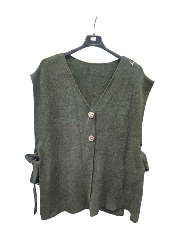 Miss Bold - Wholesale Cardigan – Women’s - Italian Ladies Soft Knit Sleeveless V Neck Jumper with Side Ties5