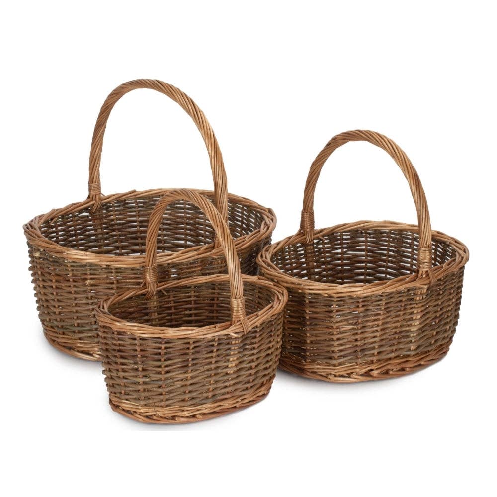Red Hamper – wholesale Basket – Oval Unpeeled Willow Shopping Basket4