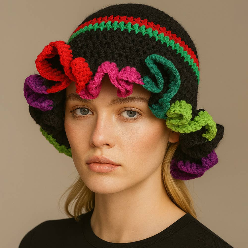 Sensibling Corp. – wholesale Beanie – Women's – Colorful Crochet Ruffle Hat8