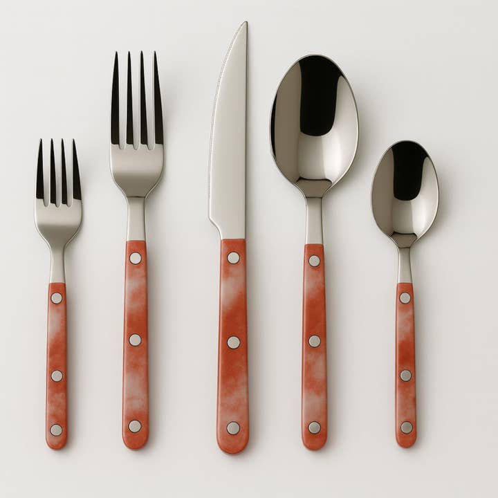 The Wine Savant / Khen Glassware - Wholesale Flatware Set - 20-Piece Flatware Set - Blush Storm Color French Cutlery Set3