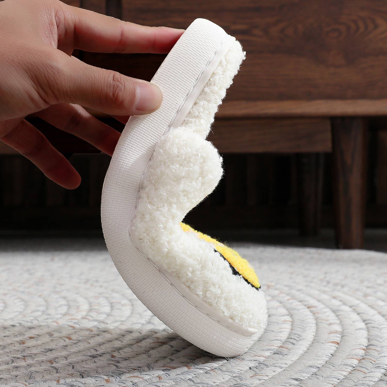 White  Lavender Lilacs Knit Plush Home Slippers  for wholesale on Faire8