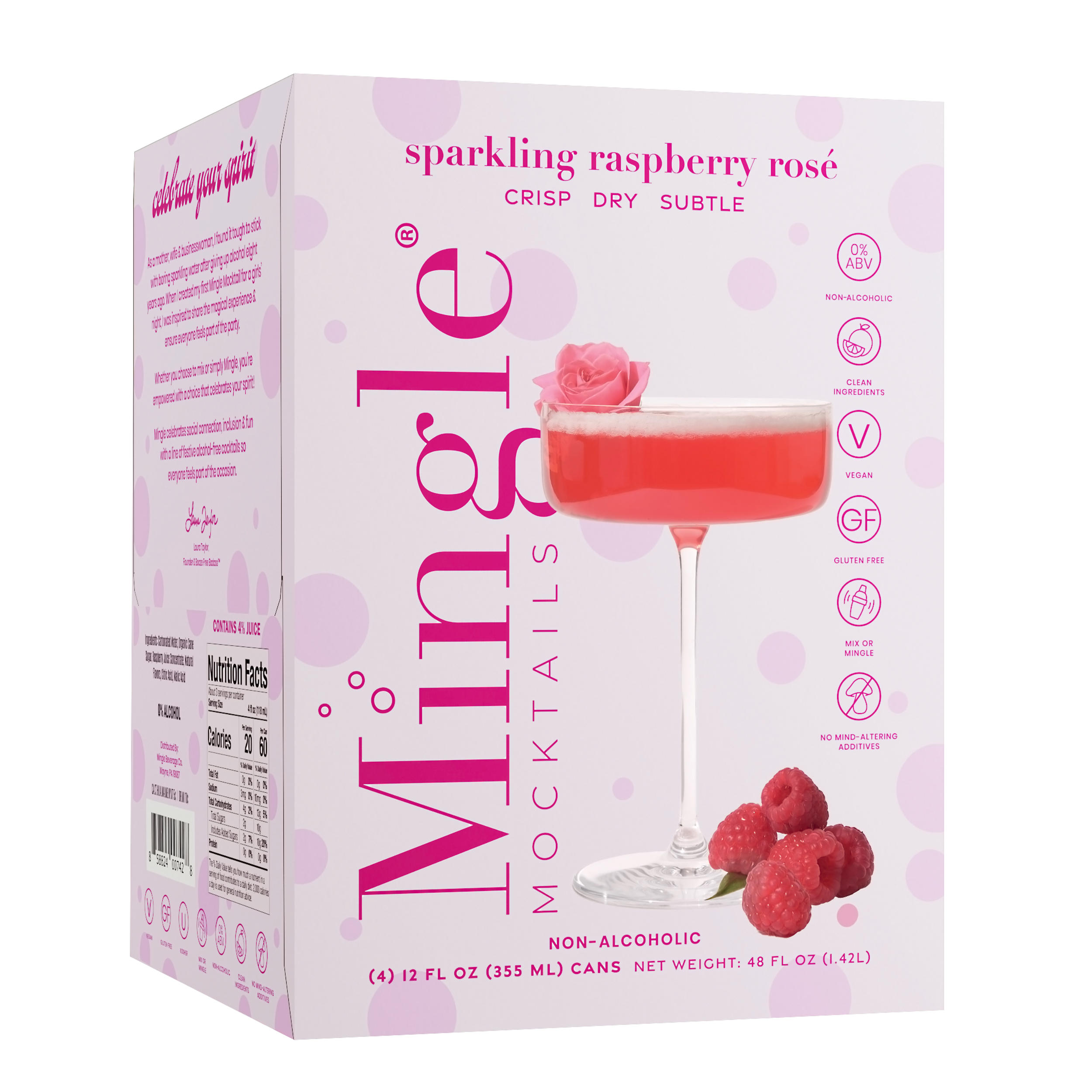 Mingle Mocktails - Wholesale Non-Alcoholic Aperitif/Mocktail - Raspberry Rosé Sparkling Mocktail (6 x 4pk)1