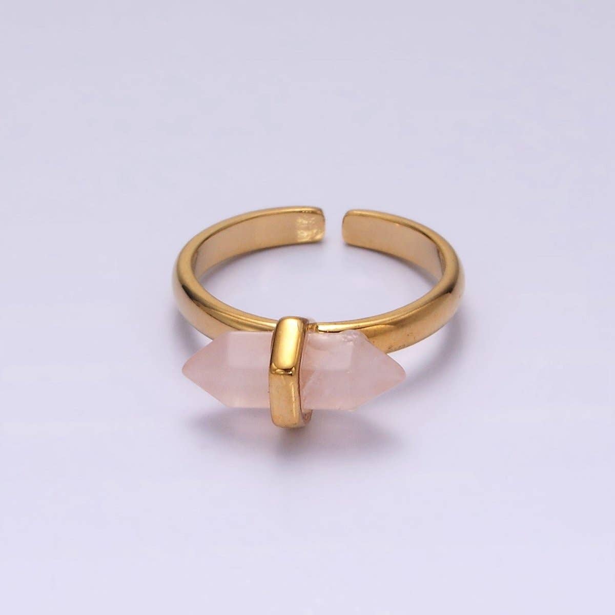 Aim Eternal - Wholesale Single Stone/Solitaire Ring - 14K Gold Filled Natural Gemstone Pointed Wand Ring | O688 - O6972