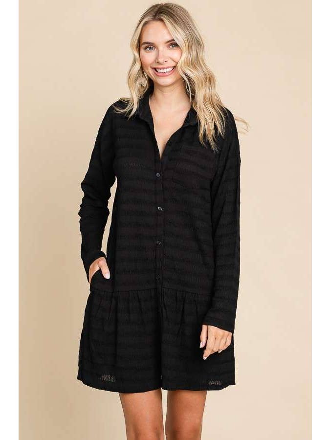 Culture Code - Wholesale Dress - Women's - CJD1880L - LSLV BUTTON DOWN TIERED TUNIC SHIRT0