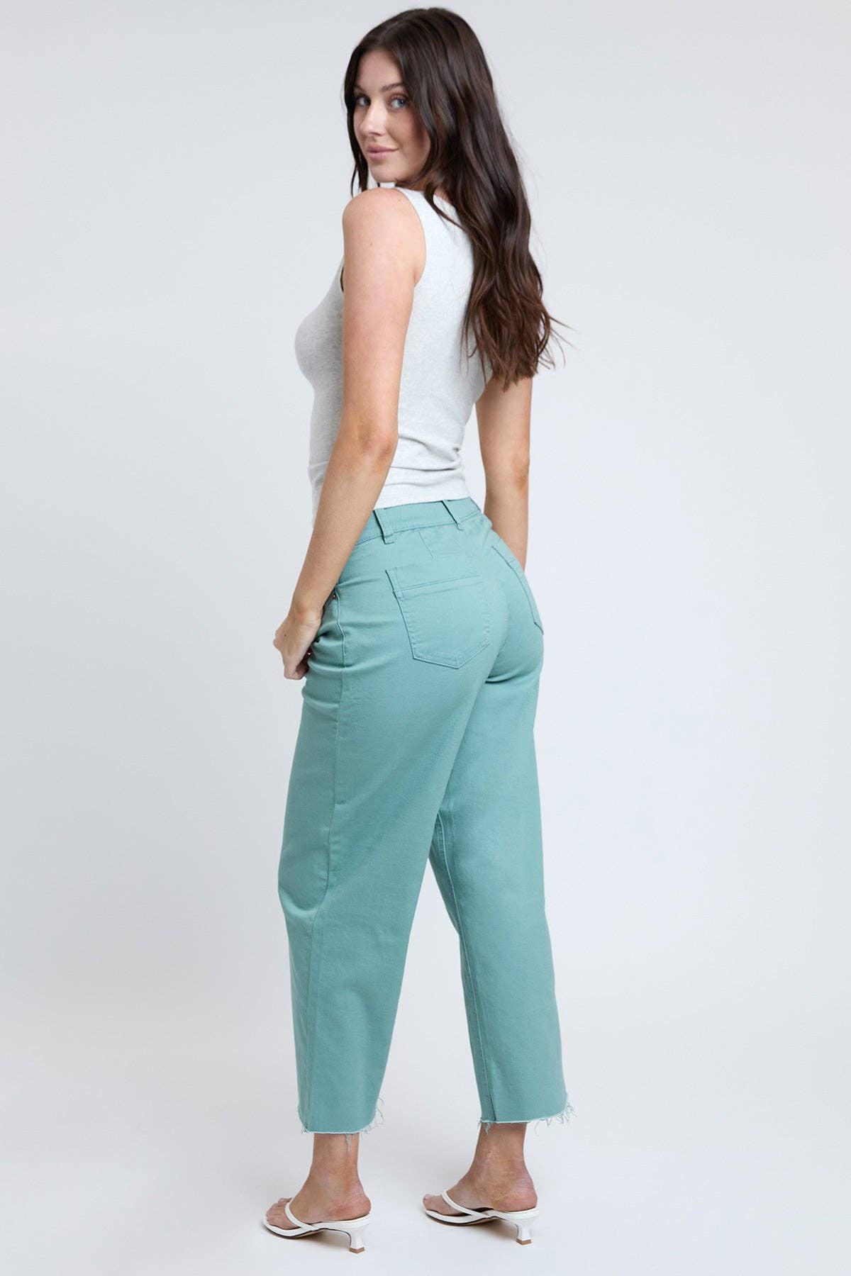 YMI - Wholesale Pants - Women's - Cropped High-Rise Wide Leg Trouser Pants-P20920717