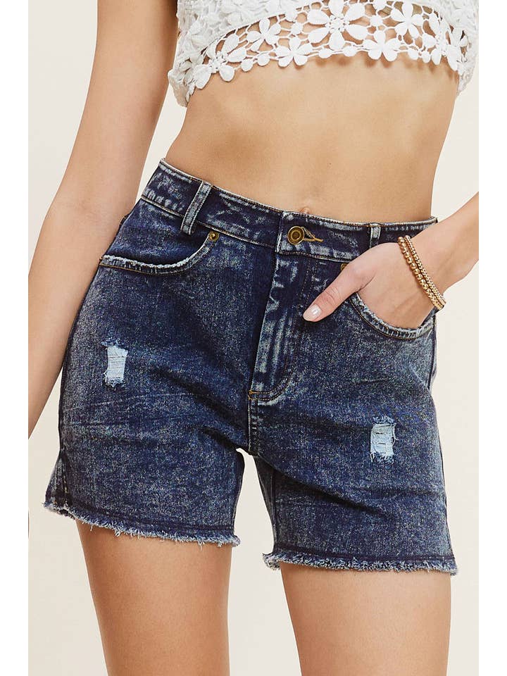 La Miel - Wholesale Shorts – Women’s - HCP4224-High Rise Basic Mineral Washed Colored Denim Shorts44