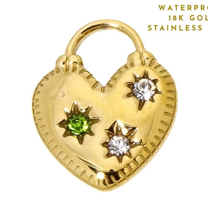 Green Jewel Heart Locket | Charm Bar for wholesale by Coco Luna Collection