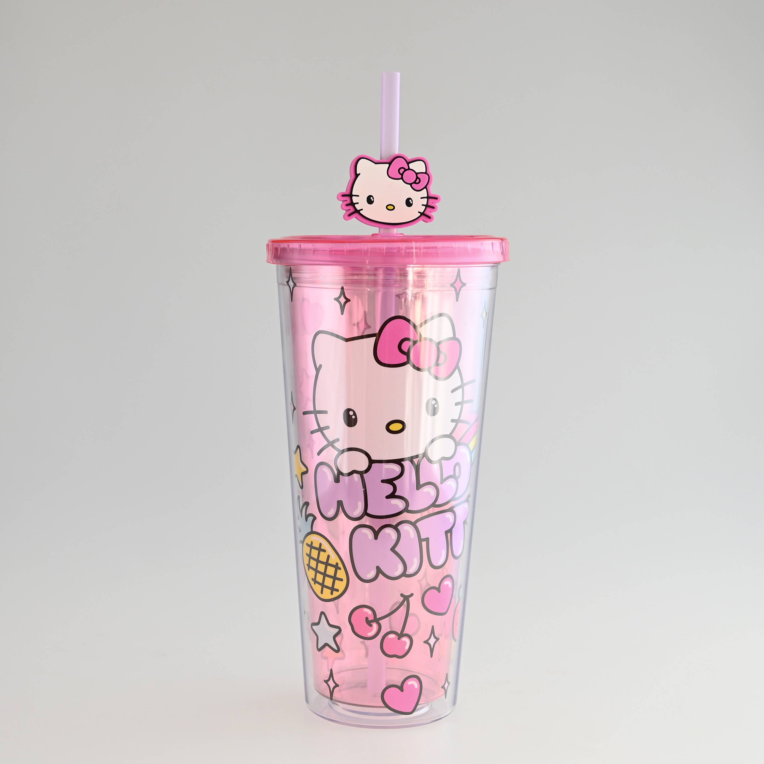 Silver Buffalo - Wholesale Drinking Glass/Cup - Hello Kitty Rainbow Treats & Stars 24Oz Plastic Cold Cup2